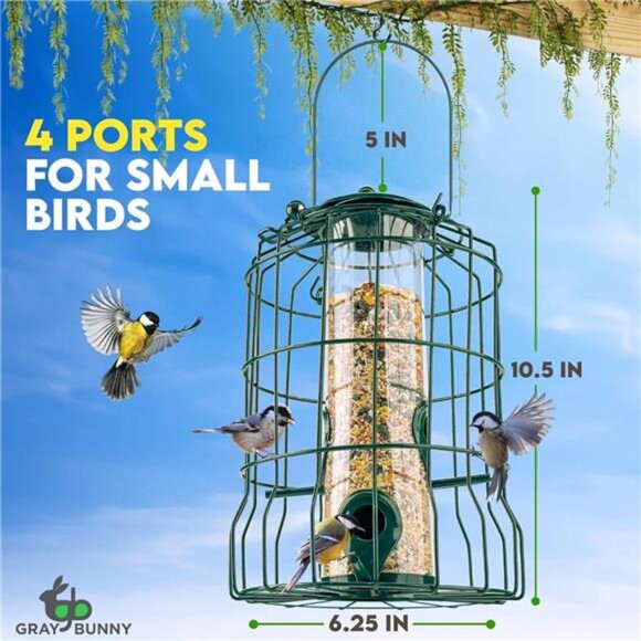 Squirrel Proof Bird Feeders for Outdoors Hanging (Premium Metal) 1.25lb Capacity - Picture 4 of 7